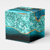 Agaat Blauwgroen Blauw Goud Glitter Marmer Aqua Tu Bedankdoosjes (Voorkant Zijde)
