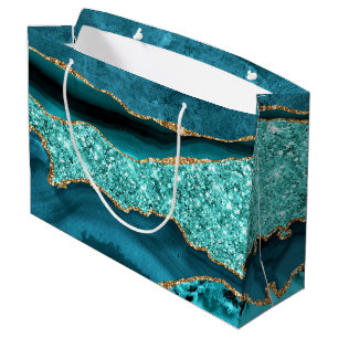 Agaat Blauwgroen Blauw Goud Glitter Marmer Aqua Tu Groot Cadeauzakje