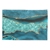 Agaat Blauwgroen Blauw Goud Glitter Marmer Aqua Tu Kussensloop (Achterkant)