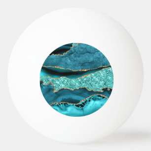 Agaat Blauwgroen Blauw Goud Glitter Marmer Aqua Tu Pingpongballen