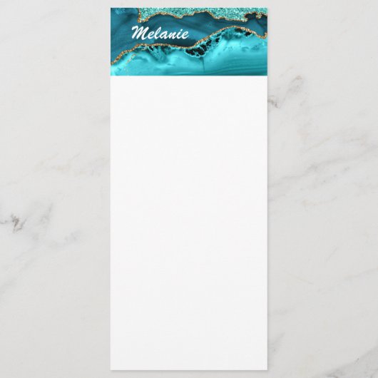 Agaat Blauwgroen Blauw Goud Glitter Turquoise Cust Menu (Achterkant)