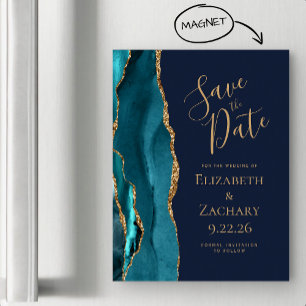 Agaat Blauwgroen Goud Navy Blue Magnetic Save the 