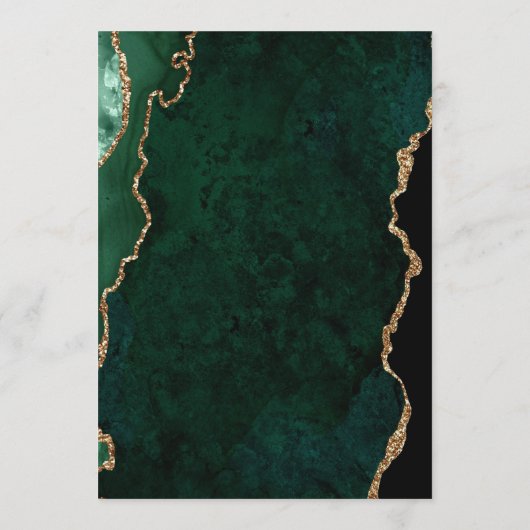 Agaat Emerald Groen Goud Script Donker Bruiloft Menu (Achterkant)