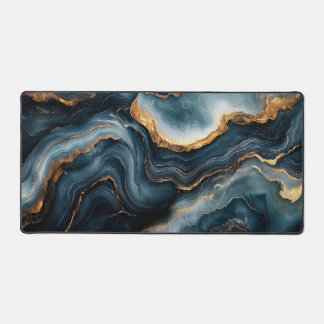 Agaat Geode met goud en marineblauw marmer Bureaumat