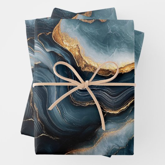 Agaat Geode met goud en marineblauw marmer Inpakpapier Vel (In situ)