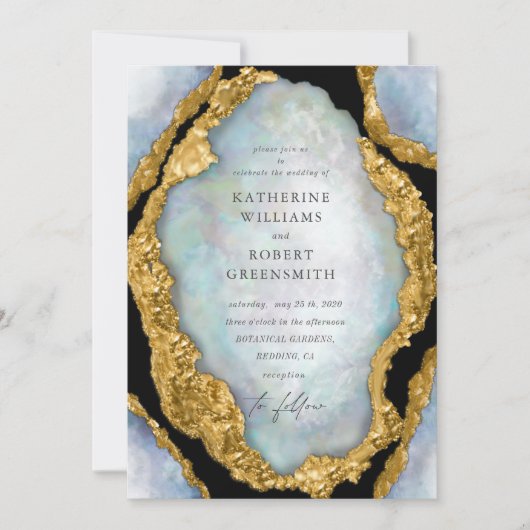 Agaat Geode Parel Gouden Bruiloft Uitnodiging (Voorkant)