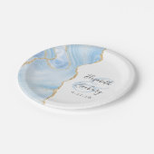 Agaat Geode Script Baby Blauw Goud Bruiloft Papieren Bordje (Gekanteld)