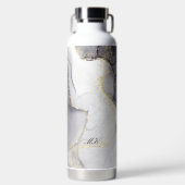 Agaat Grijs en Zwart Marmer Custom Naam Letter Waterfles (Voorkant)