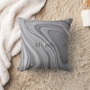 Agaat Grijs Marmer Swirl Custom Naam Letter Kussen