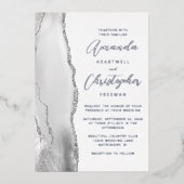 Agaat Grijs Zilver Script Bruiloft Folie Uitnodiging (Voorkant)