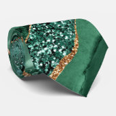 Agaat Groen Goud Glitter Marmer Stropdas (Opgerold)