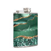 Agaat Groen Goud Smaragd Custom Naam Flask Heupfles (Rechts)