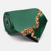Agaat Groen Goud Smaragd Glitter Marmer Stropdas (Opgerold)