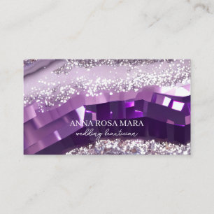 *~* Agaat Lavendel Paarse Gouden Glitter AP66 QR Visitekaartje