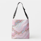 Agaat Marmer Modern Blauw Roze Goud Collectie Crossbody Tas (Achterkant)