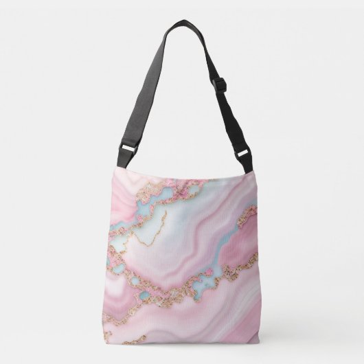 Agaat Marmer Modern Blauw Roze Goud Collectie Crossbody Tas (Voorkant)