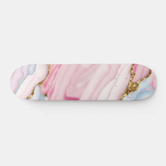 Agaat Marmer Trendy Blauw Roze Goud Collectie Skateboard (Horizontaal)