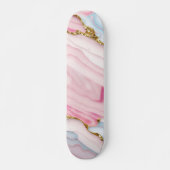 Agaat Marmer Trendy Blauw Roze Goud Collectie Skateboard (Voorkant)
