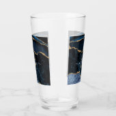Agaat Navy Blue Gold Marble Monogram Naam Glas (Rechts)