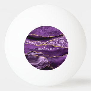 Agaat Paarse Goud Custom Naam Ping Pong Ball