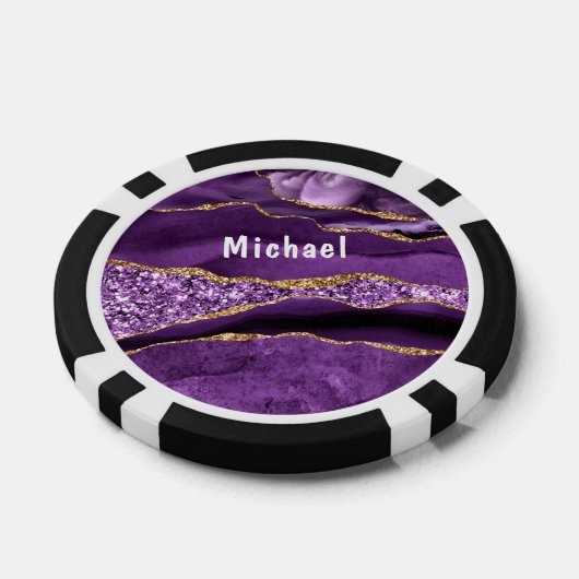Agaat Paarse Gouden Marmeren Custom Naam Poker Chi Poker Chips