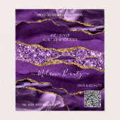 Agaat Paarse gouden QR Code Visitekaartje (Buitenkant ongevouwen)