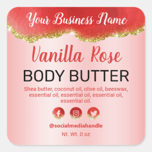  Agaat Red Gold Glitter productetiketten Vierkante Sticker