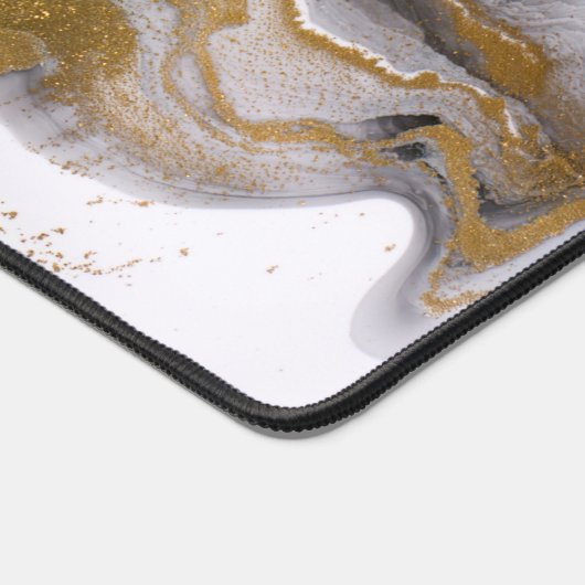 Agaat Zwart en Goud Marmer Custom Naam Letter Bureaumat (Hoek)