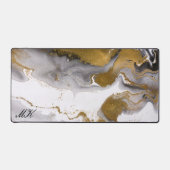 Agaat Zwart en Goud Marmer Custom Naam Letter Bureaumat (Voorkant)