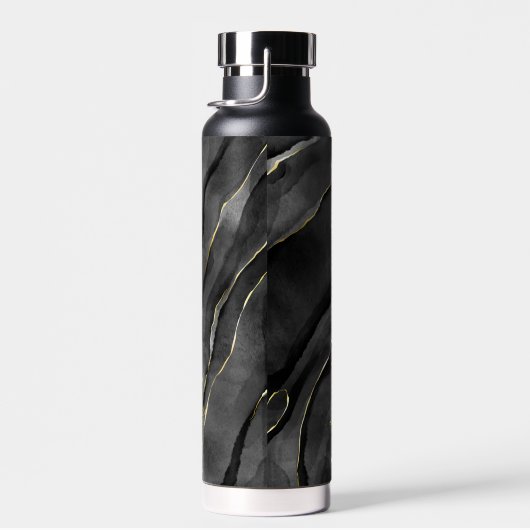 Agaat Zwart en Goud Marmer Custom Naam Letter Waterfles (Rechts)