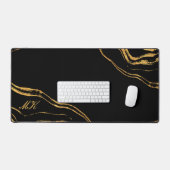 Agaat Zwart en goud Marmeren werveling Bureaumat (Keyboard & Muis)