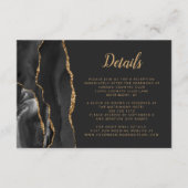 Agaat Zwart Goud Borstel Script Bruiloft Details Informatiekaartje (Voorkant)