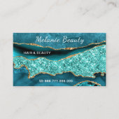 Agate Aqua Blue Turquoise QR Code Carte de visite (Devant)