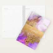 Agate aquarelle or rose violet vert script (Devant avec enveloppe)