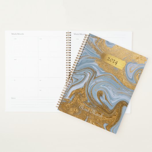 Agate Baby Blue Marble Swirl Customisé (Devant avec enveloppe)