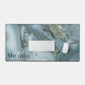 Agate Bébé Bleu Marbre Or Personnalisé Nom Lettre (Clavier et souris)