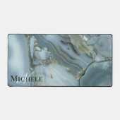 Agate Bébé Bleu Marbre Or Personnalisé Nom Lettre (Recto)