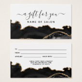 Agate Black en Gold Marble Salon Gift Kaart (Voorkant /achterkant)