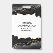 Agate Black en Gold Marble Salon ID Badge (Back)
