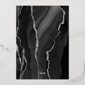Agate Black Silver Script Dark Wedding Folie Uitnodiging (Achterkant)