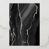Agate Black Silver Script Dark Wedding Folie Uitnodiging (Achterkant)