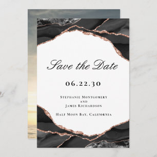 Agate Black White Roos Gold Foil Weddenfoto Save The Date