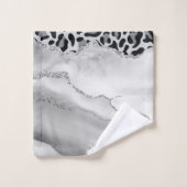 Agate Blanche Moderne Monogramme Imprimé Léopard A (Gant de toilette)