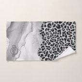 Agate Blanche Moderne Monogramme Imprimé Léopard A (Serviette à main)