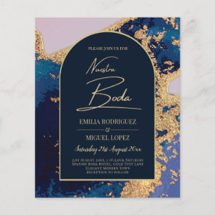 Agate Blauw Goud Onze Bruiloft Spaanse Bruiloft Le Flyer