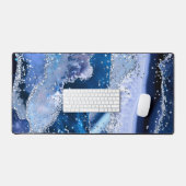 Agate bleu chic avec étincelles d'argent (Clavier et souris)