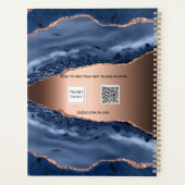agate bleu marbre rose or nom script 2023 (Dos)