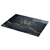 Agate Blue Gold Marble Custom Name Cutting Board Snijplank (Hoek)