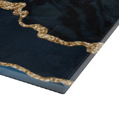 Agate Blue Gold Marble Custom Name Cutting Board Snijplank (Hoek)