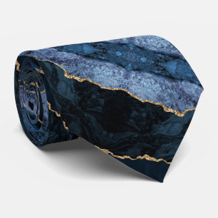 Agate Blue Gold Marble Elegant Stropdas Gift